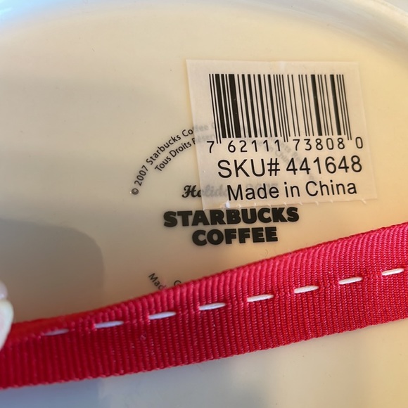 Starbucks Holiday 2007 Coffee Cup & Saucer Set Penguin Snowman Red White Blue - Picture 7 of 7